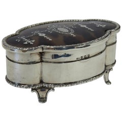  Tortoiseshell and Silver Piquet Work Casket, Birmingham, 1921