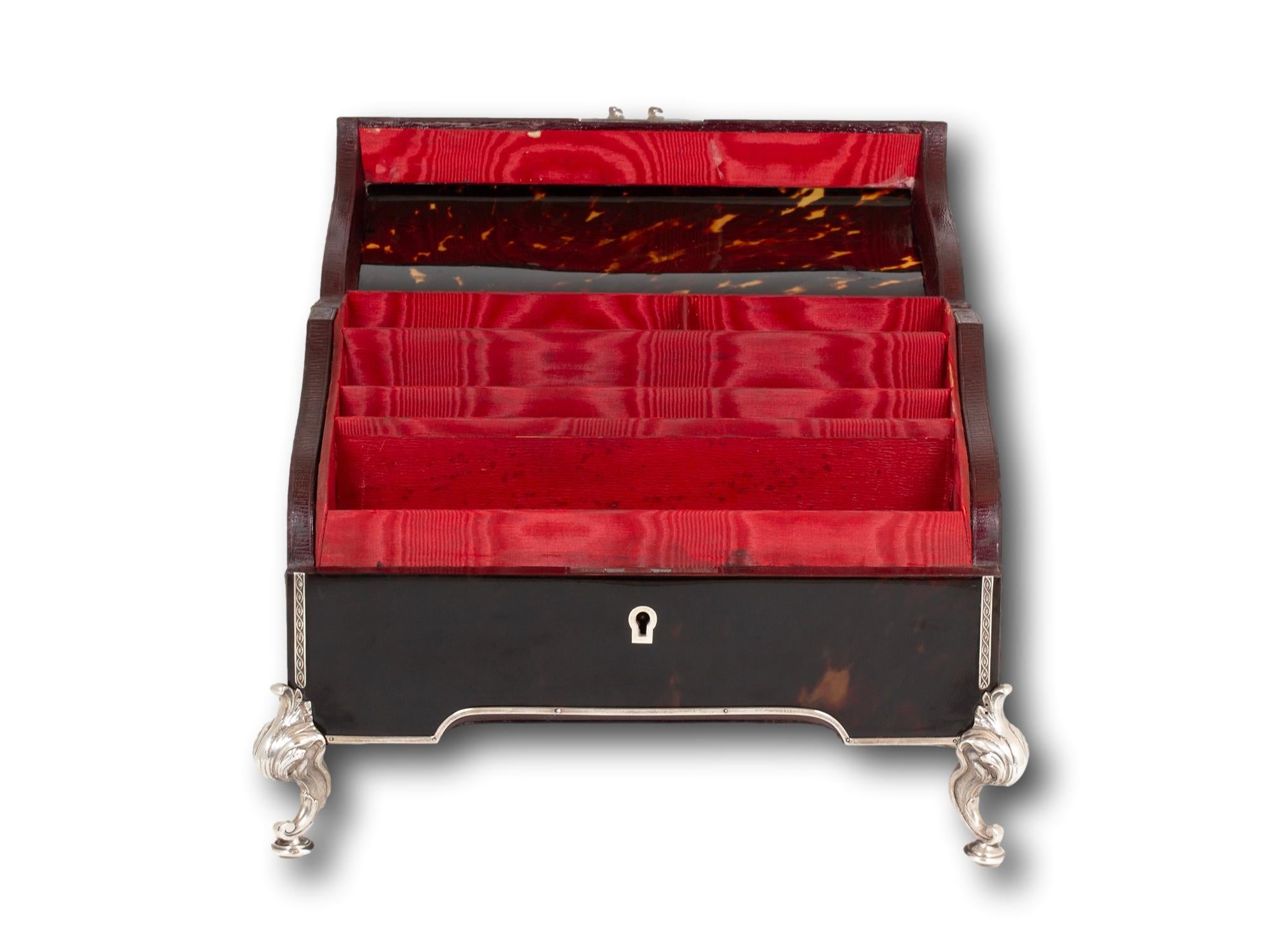 Tortoiseshell and Silver Stationery Box William Comyns For Sale 3