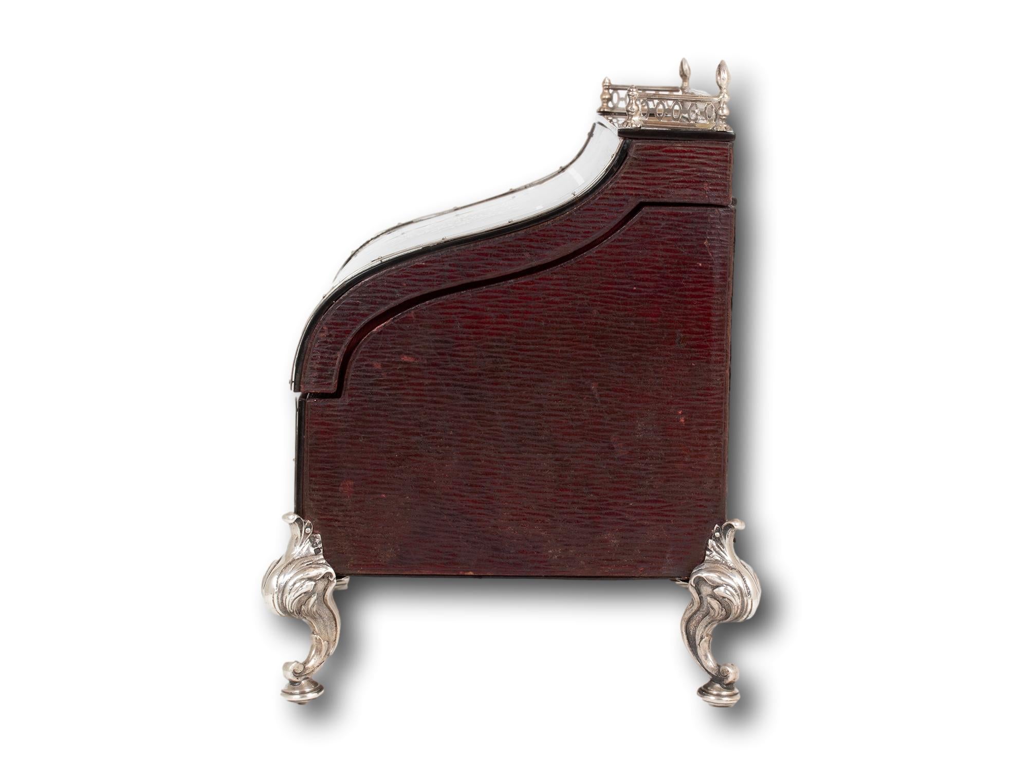 Cast Tortoiseshell and Silver Stationery Box William Comyns For Sale