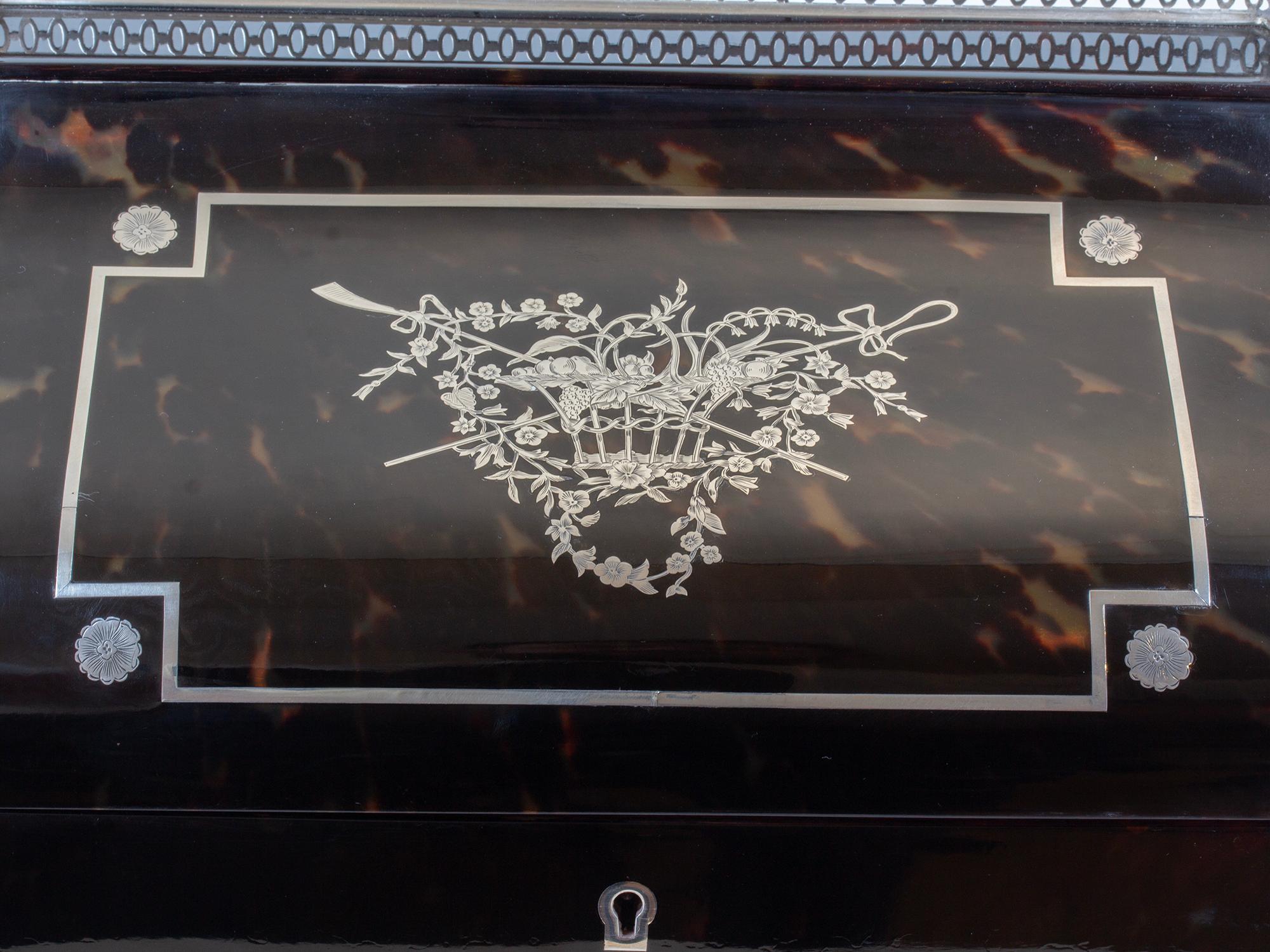 Tortoiseshell and Silver Stationery Box William Comyns For Sale 1