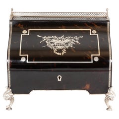 Scatola da lettere in tartaruga e argento William Comyns