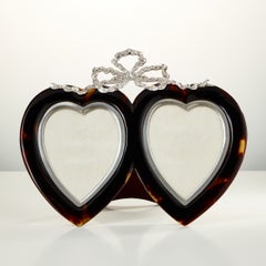 Tortoiseshell and Sterling Silver Heart Photograph Frame Dated London, 1897