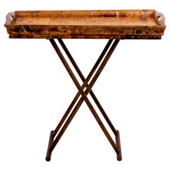 Tortoiseshell Bamboo Butler's Tray on Stand