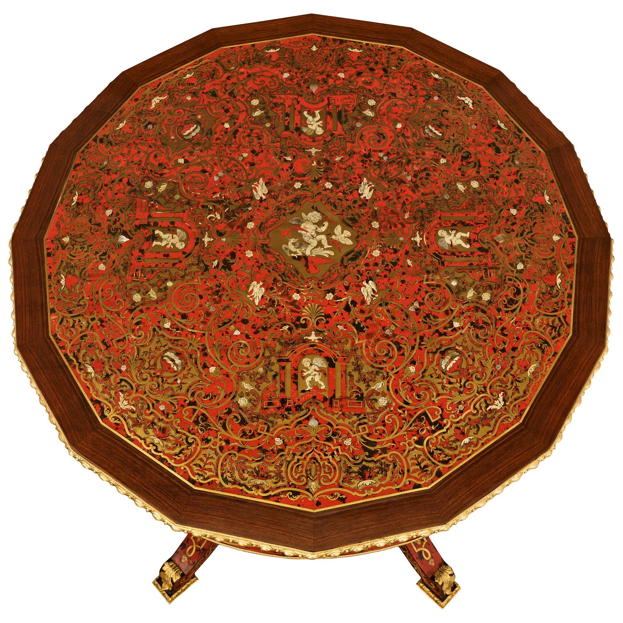 Boulle-Mitteltisch aus Schildpatt, Messing, ebonisiertem Obstholz und Ormolu im Angebot 3