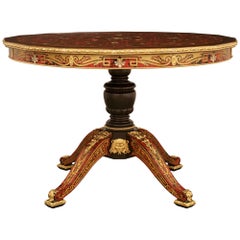 Boulle-Mitteltisch aus Schildpatt, Messing, ebonisiertem Obstholz und Ormolu