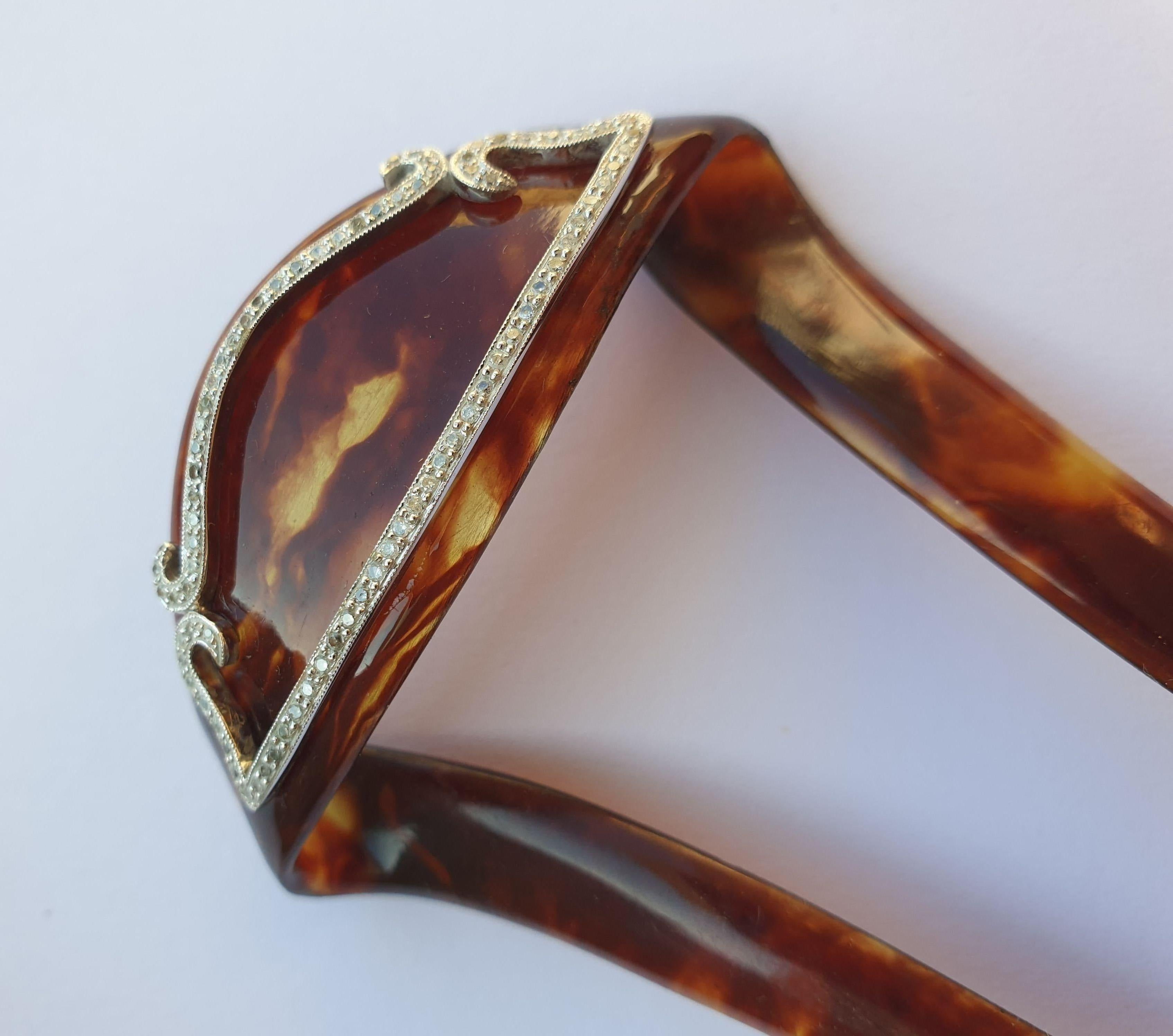 Tortoiseshell Hair Side Comb with Diamonds In Good Condition For Sale In Berlin, DE