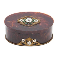 Tortoiseshell jewelry box with filigree silver details