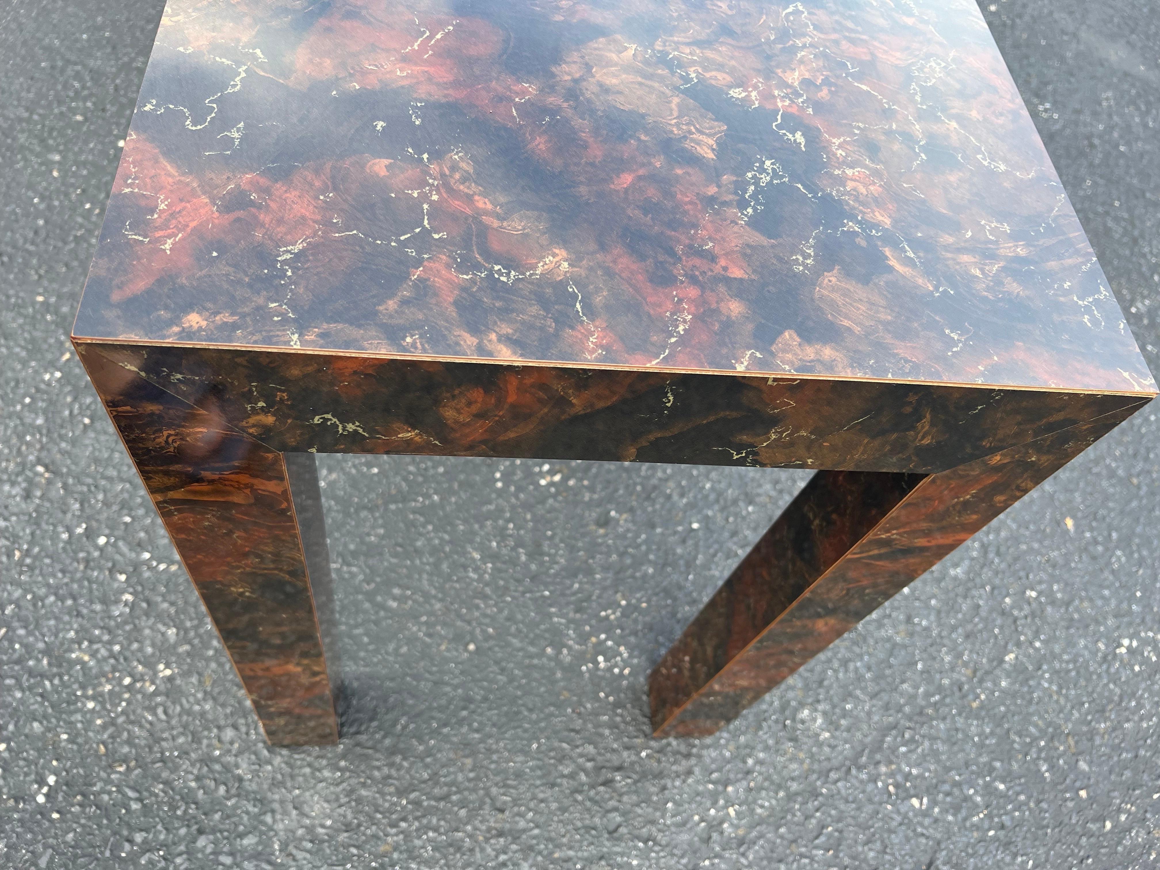 Tortoiseshell Laminate Parsons Sofa Table  For Sale 6