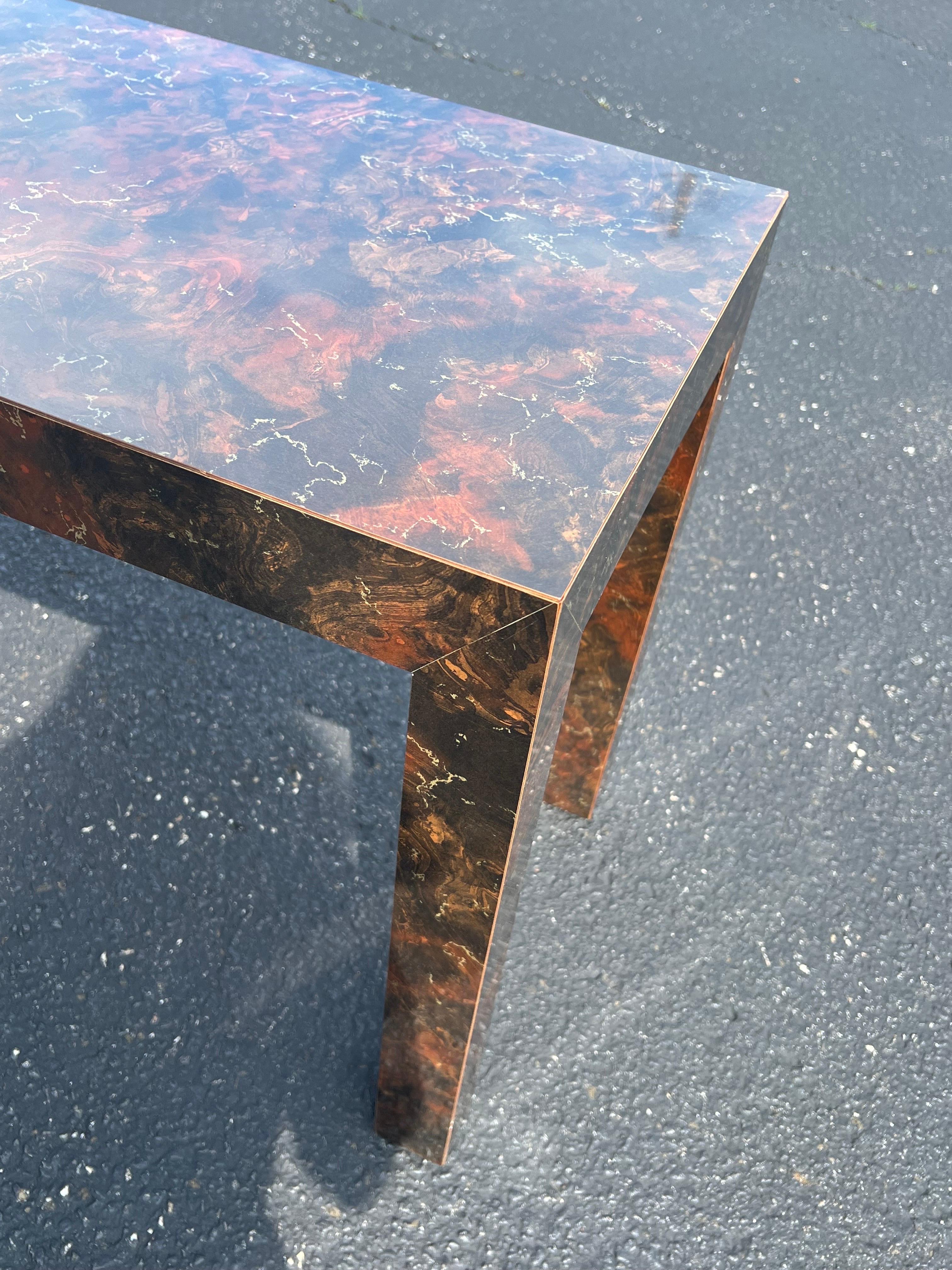Tortoiseshell Laminate Parsons Sofa Table For Sale 7