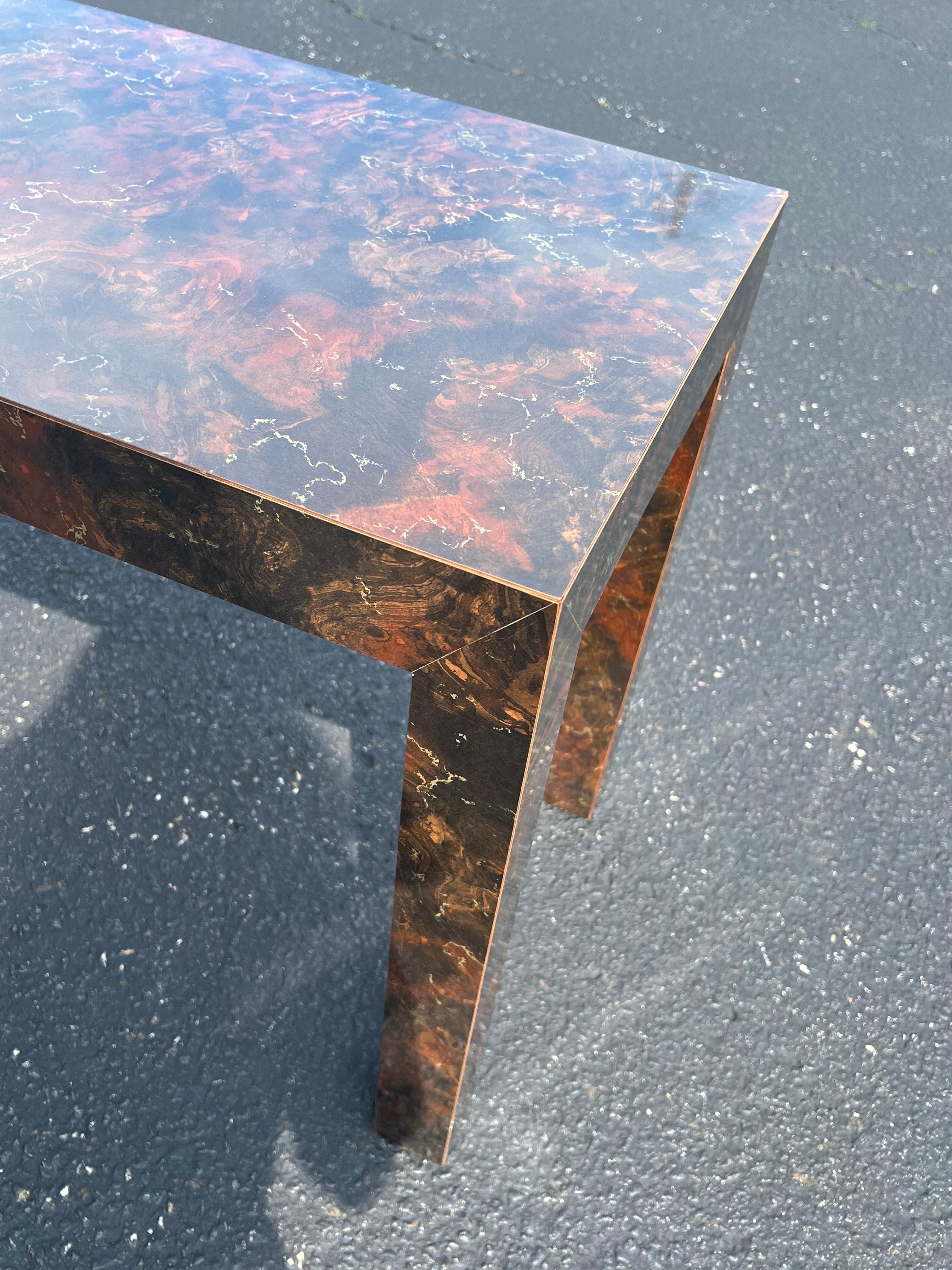 Tortoiseshell Laminate Parsons Sofa Table  For Sale 7