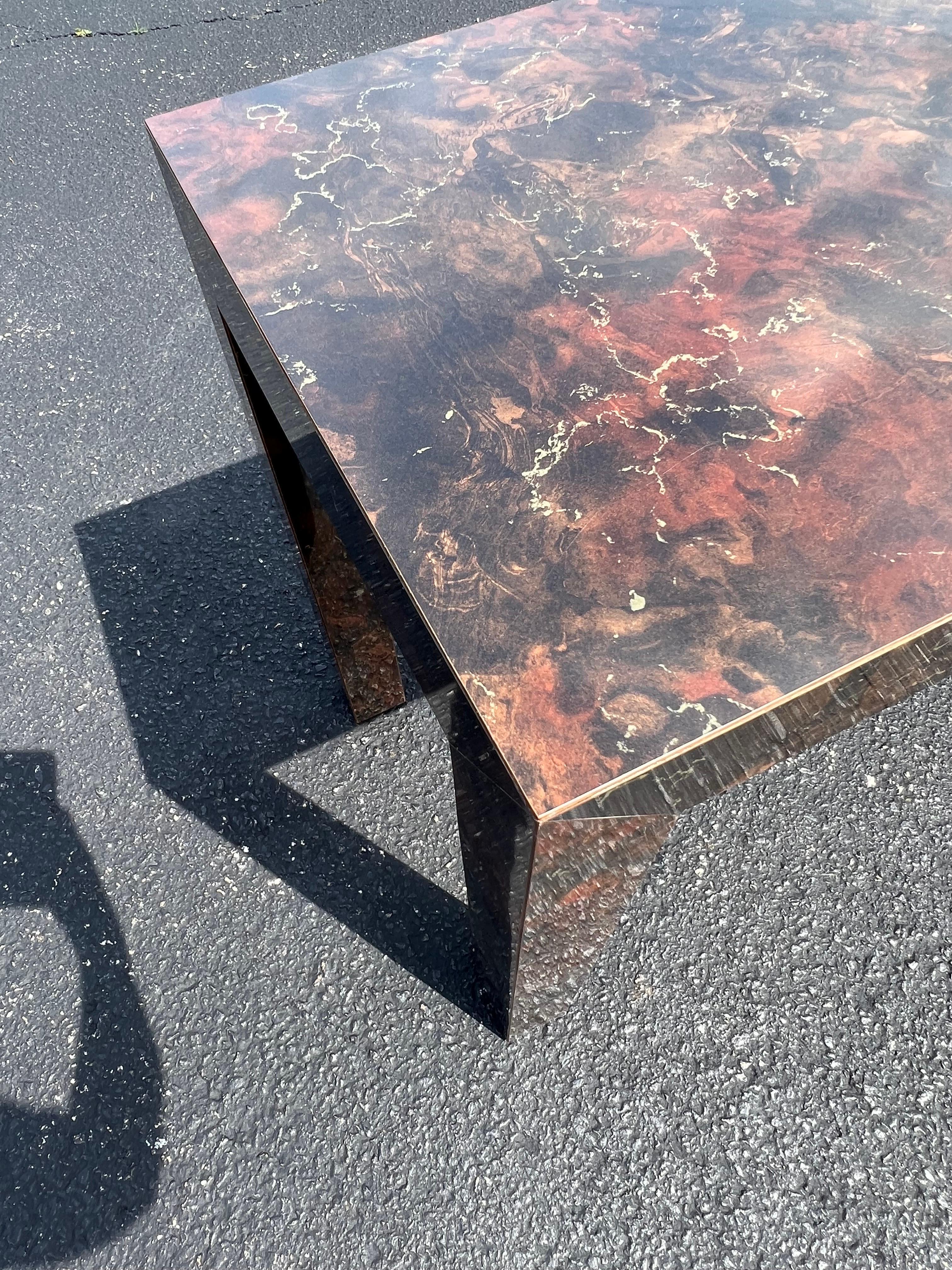 Tortoiseshell Laminate Parsons Sofa Table For Sale 8