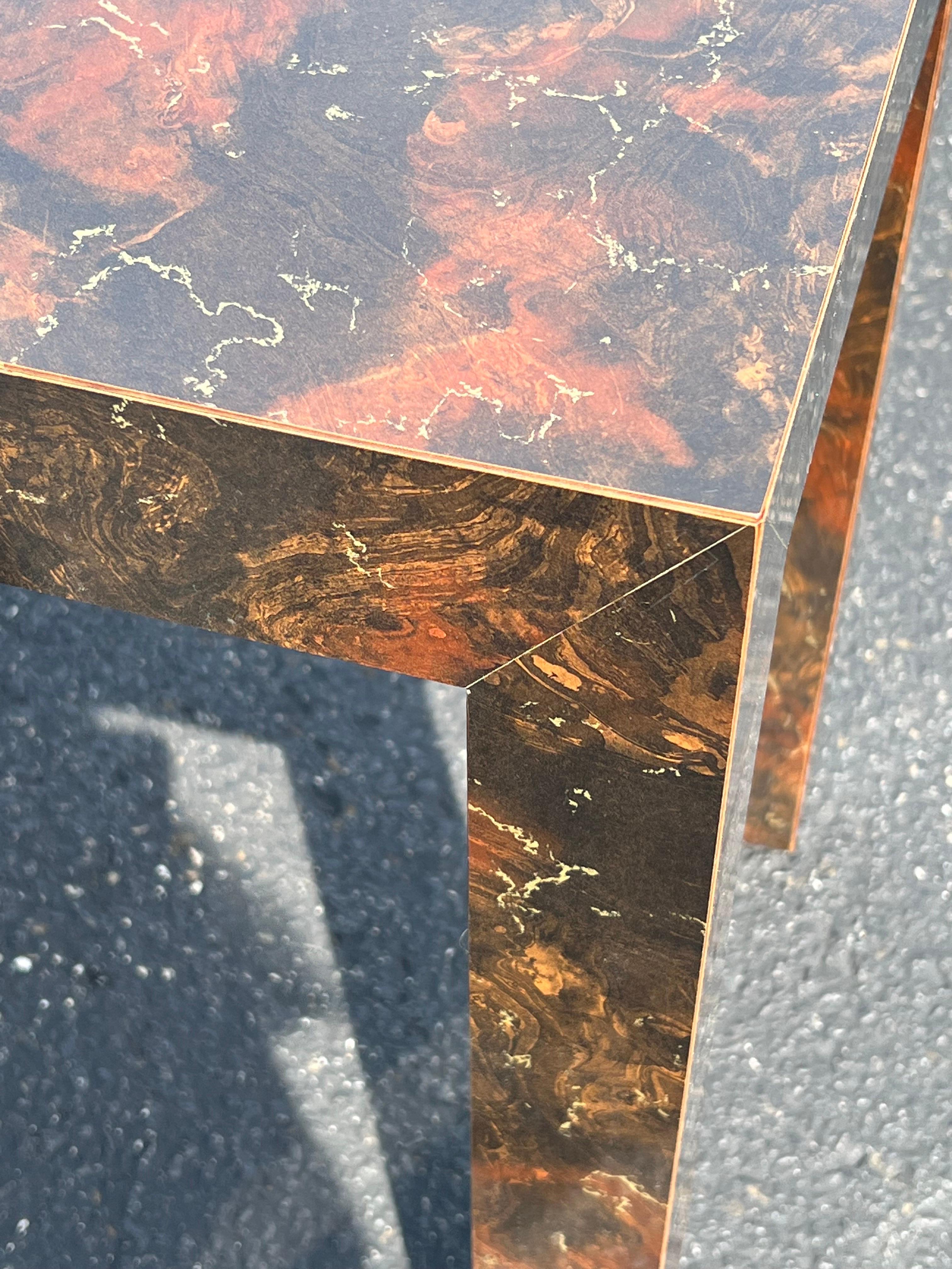 Tortoiseshell Laminate Parsons Sofa Table For Sale 12