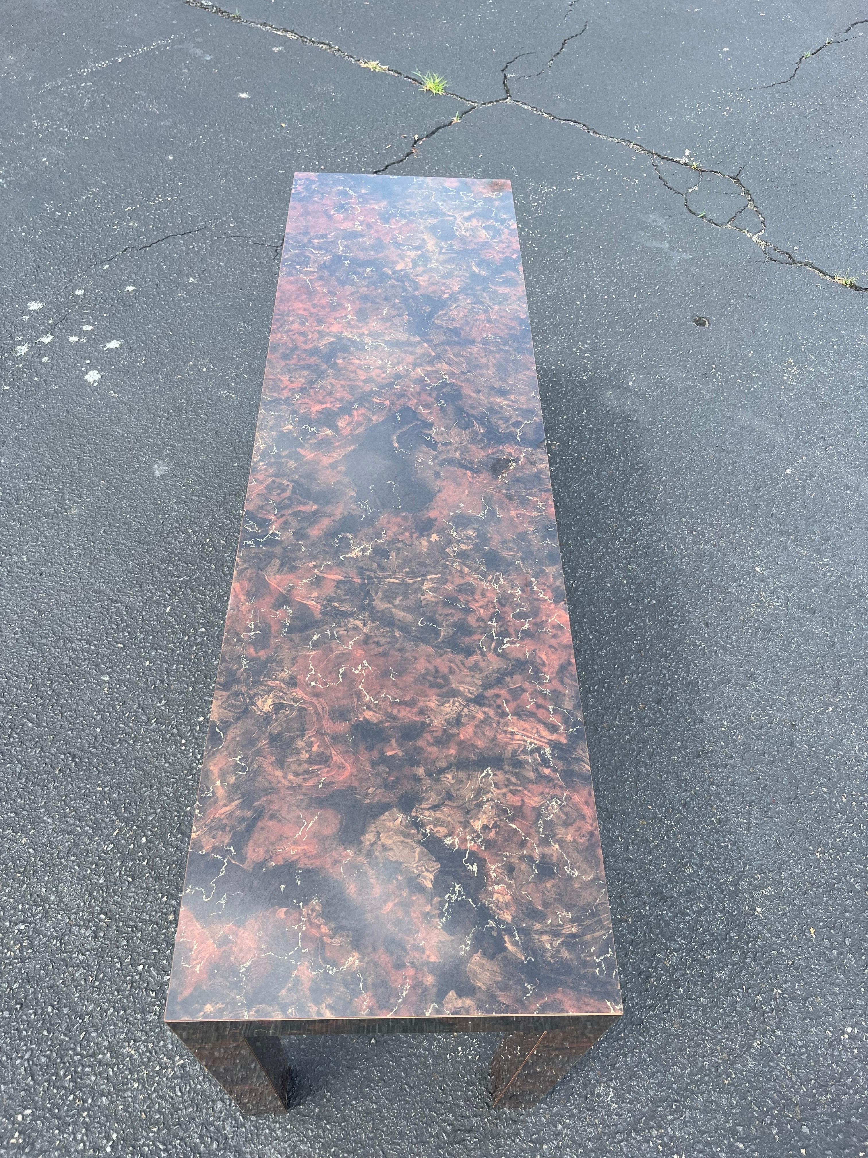 Tortoiseshell Laminate Parsons Sofa Table For Sale 1