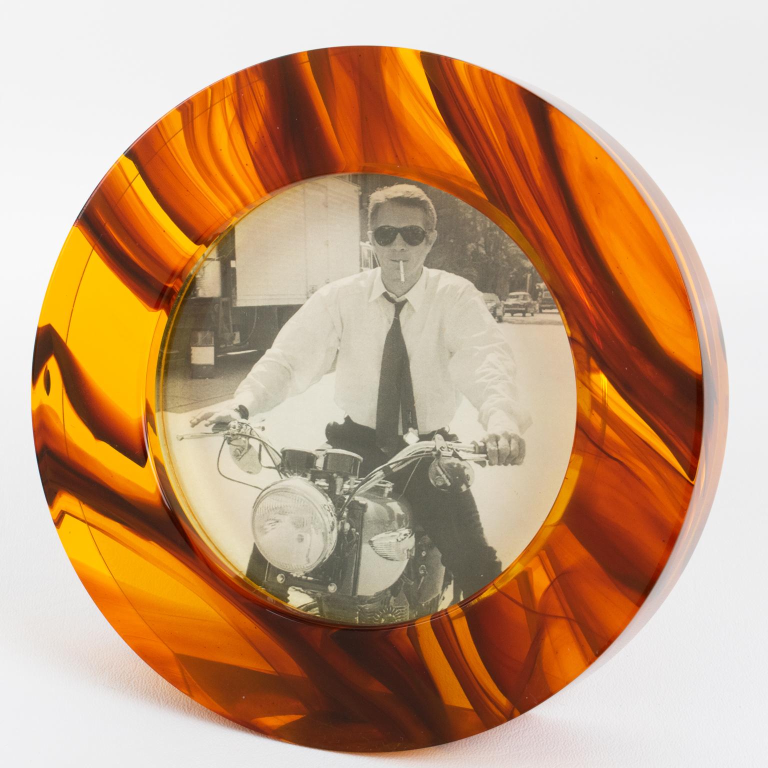 Tortoiseshell Lucite Picture Frame, circa 1970 2