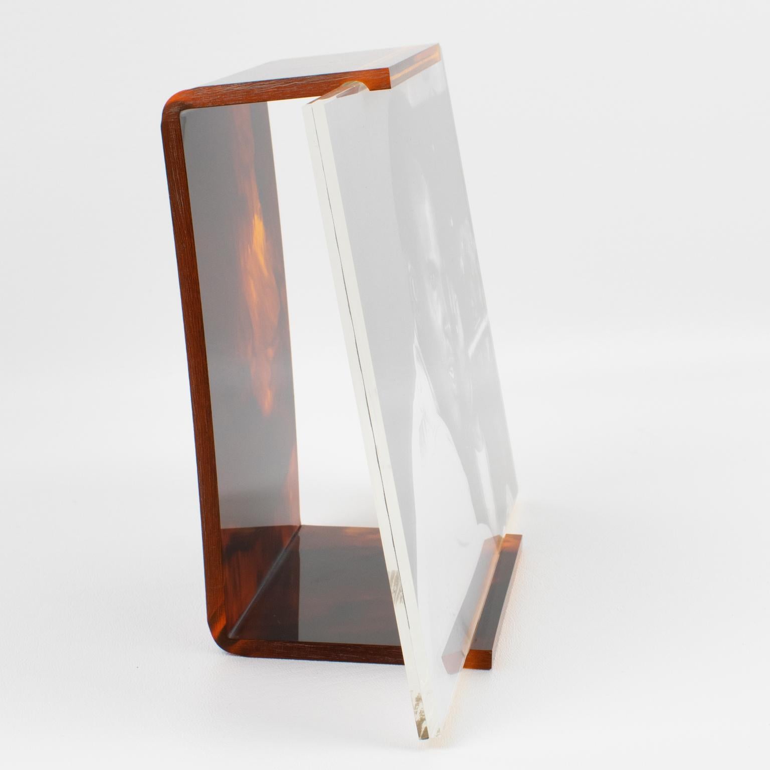 Acrylic Tortoiseshell Lucite Picture Frame, Italy 1970s