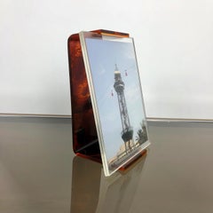 Tortoiseshell Lucite Picture Photo Frame Holder 1970s in Christian Dior Style