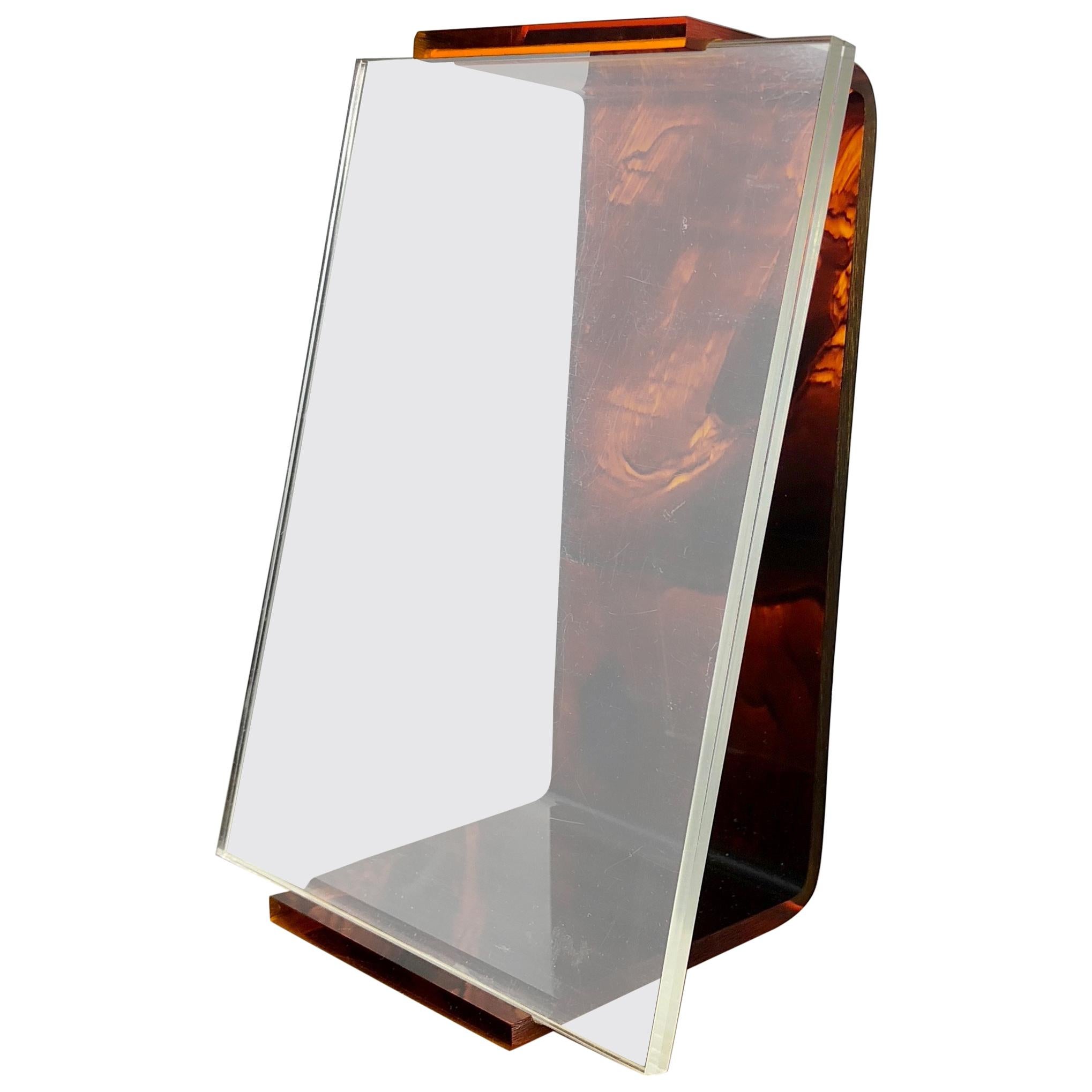 Tortoiseshell Lucite Picture Photo Frame Holder 1970s in Christian Dior Style