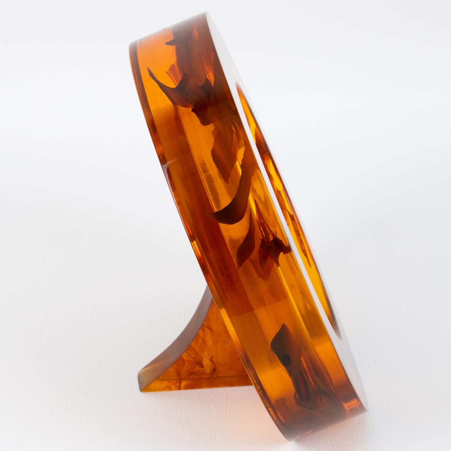 Mid-Century Modern Tortoiseshell Lucite Picture Frame, circa 1970