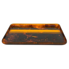 Tortoiseshell Lucite Serving Tray Attributed to Guzzini, Italy, 1970s