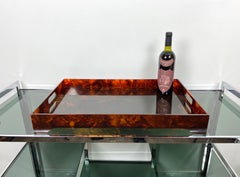Tortoiseshell Lucite Serving Tray Centerpiece, Willy Rizzo Style, Italy, 1970s