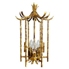 Tortoiseshell Painted Metal Faux Bamboo Pagoda Chandelier