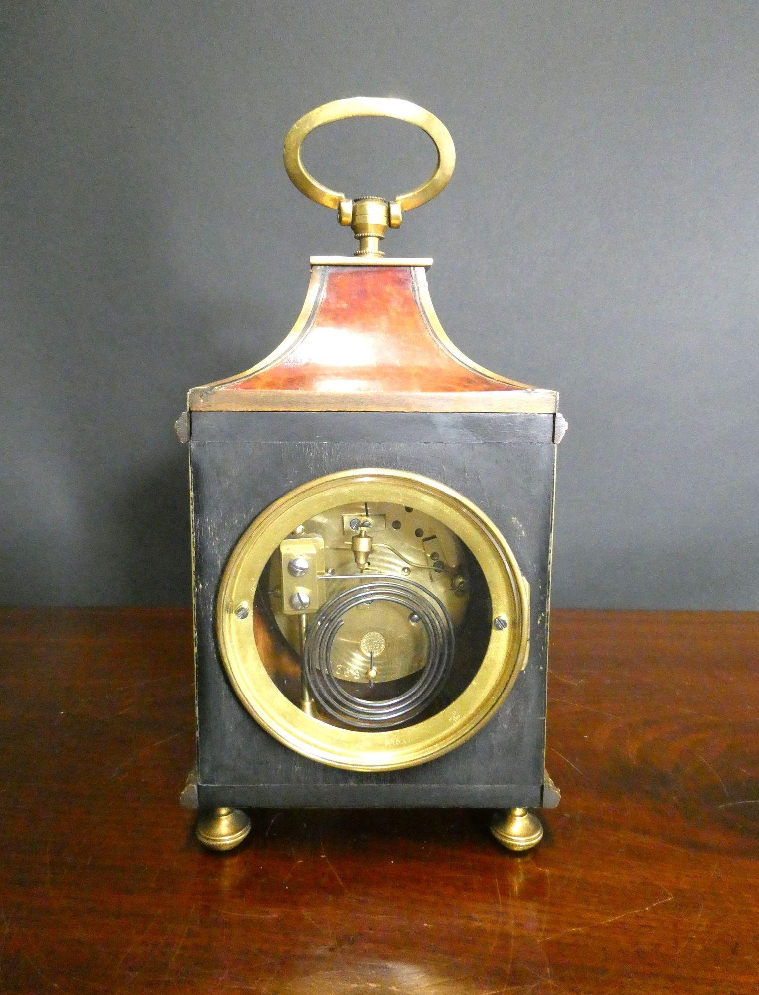 Tortoiseshell Pendule D’Officier Mantel Clock In Good Condition For Sale In Norwich, GB