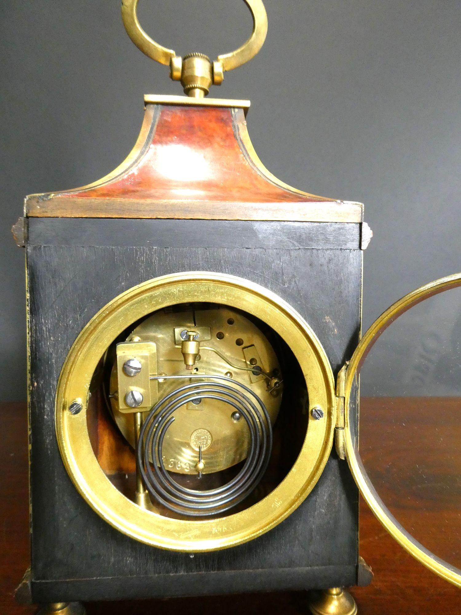 Late 19th Century Tortoiseshell Pendule D’Officier Mantel Clock For Sale