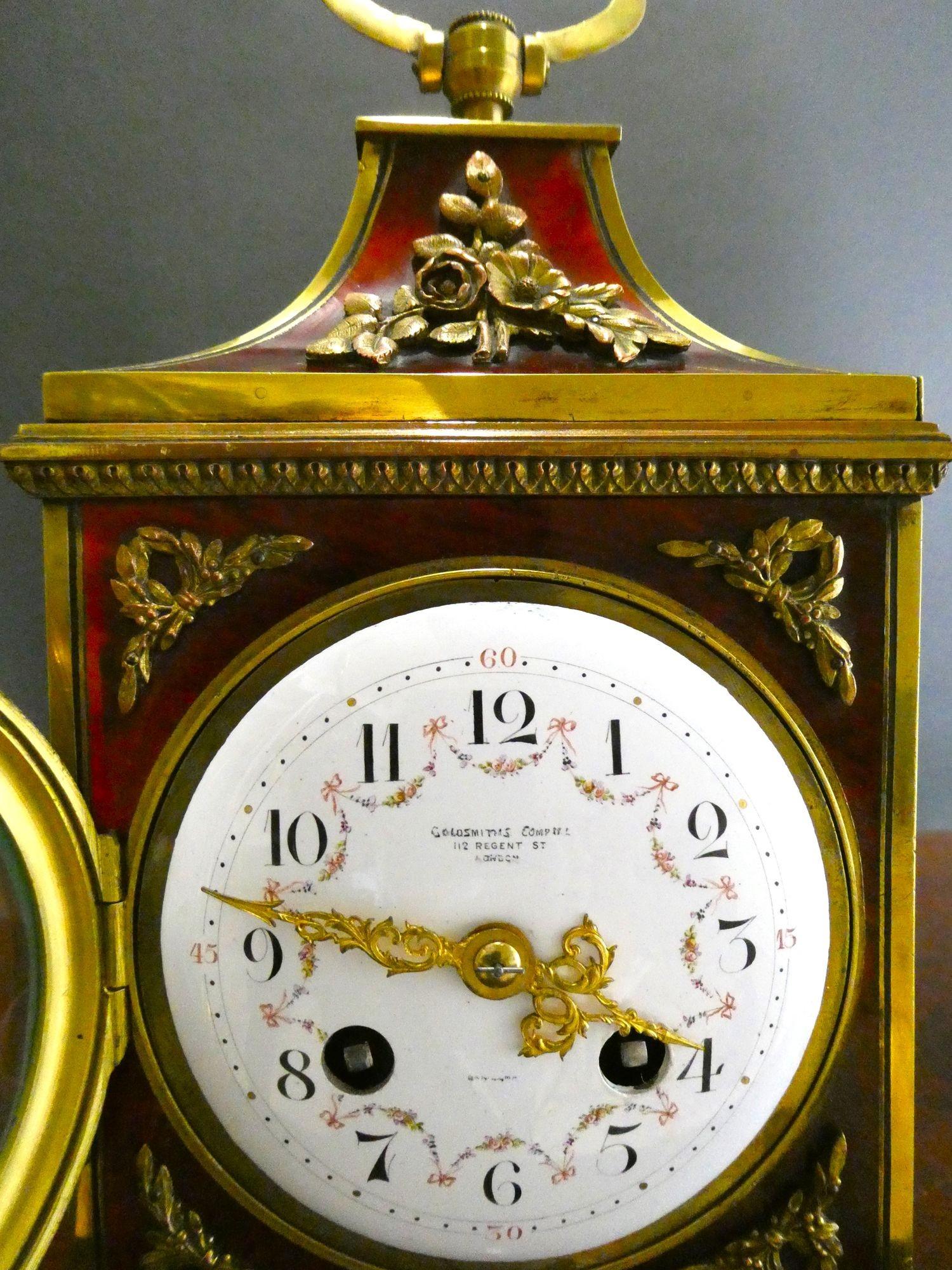 Tortoise Shell Tortoiseshell Pendule D’Officier Mantel Clock For Sale