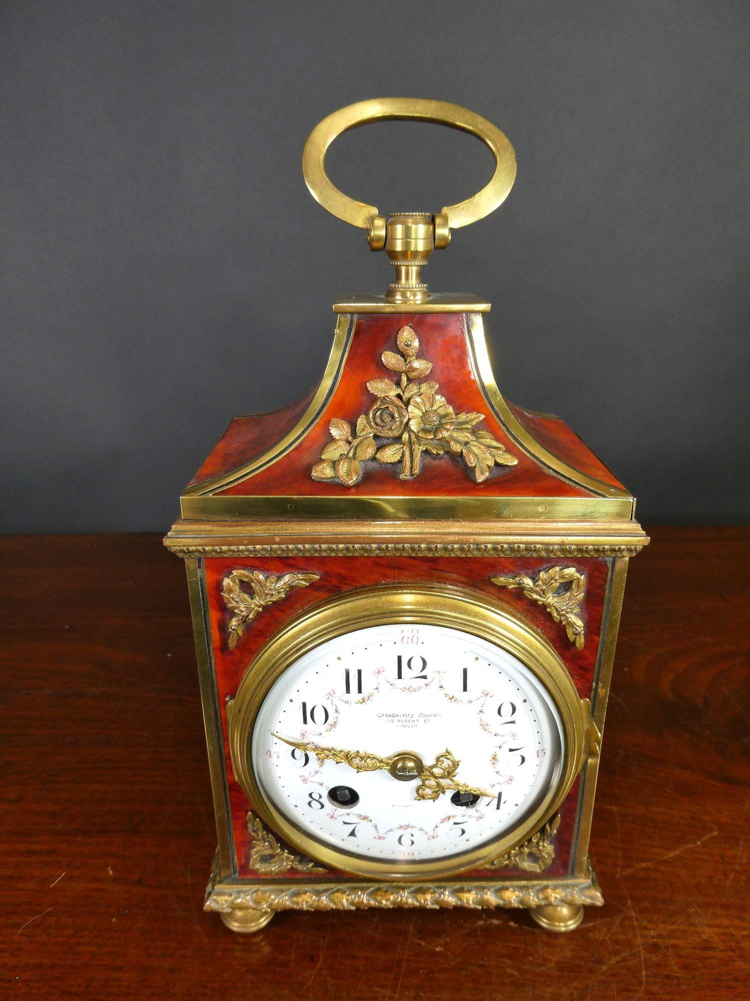 Tortoiseshell Pendule D’Officier Mantel Clock For Sale 1