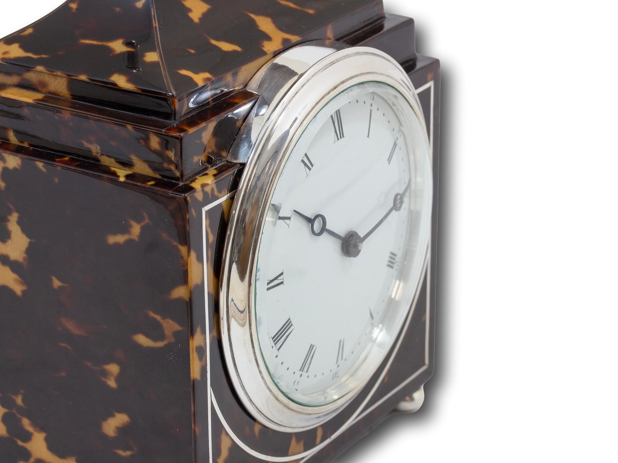 Orologio in tartaruga e argento Douglas Clock Co. in vendita 3