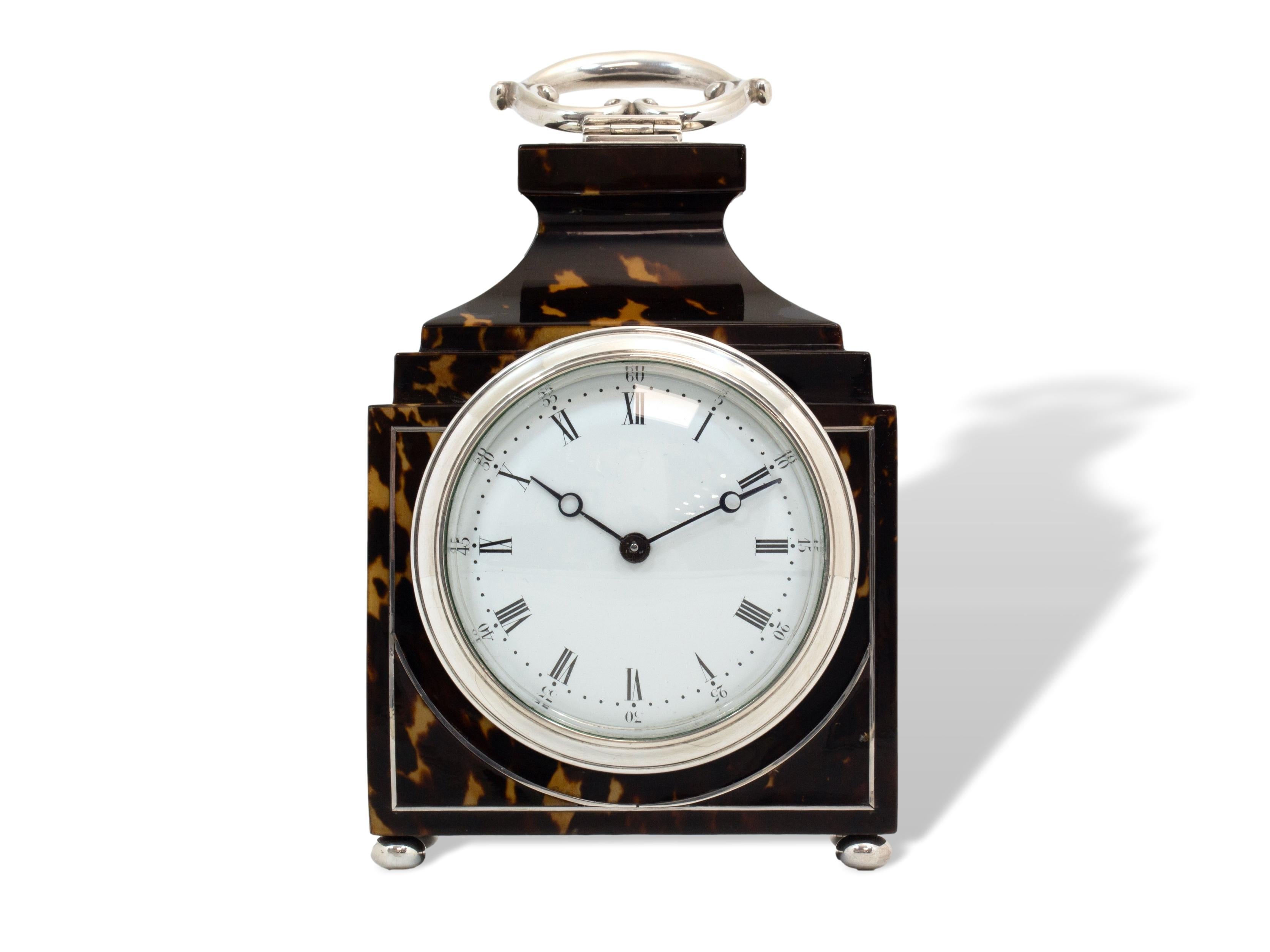 Art Nouveau Orologio in tartaruga e argento Douglas Clock Co. in vendita