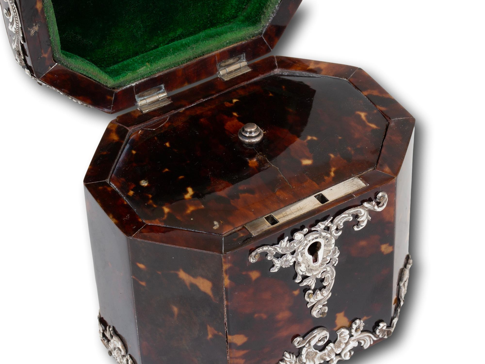 Tortoiseshell Silver Mounted Tea Caddy by Deakin & Francis For Sale 4