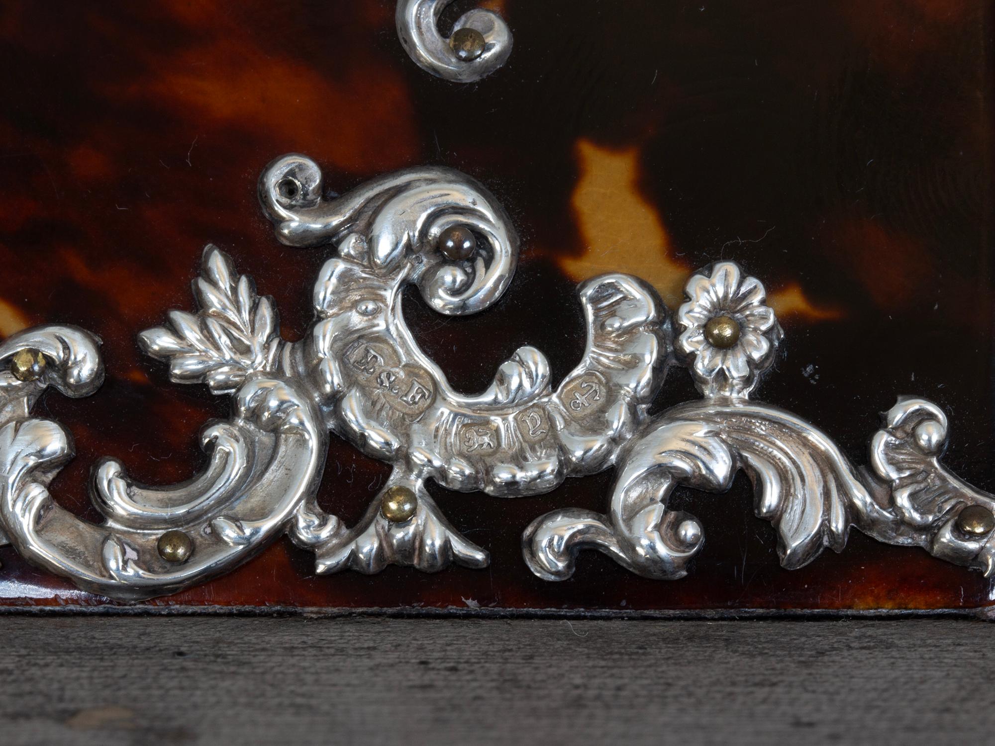 Tortoiseshell Silver Mounted Tea Caddy by Deakin & Francis For Sale 7