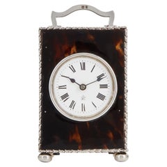 Antique Tortoiseshell & Sterling Silver Carriage Clock London 1920