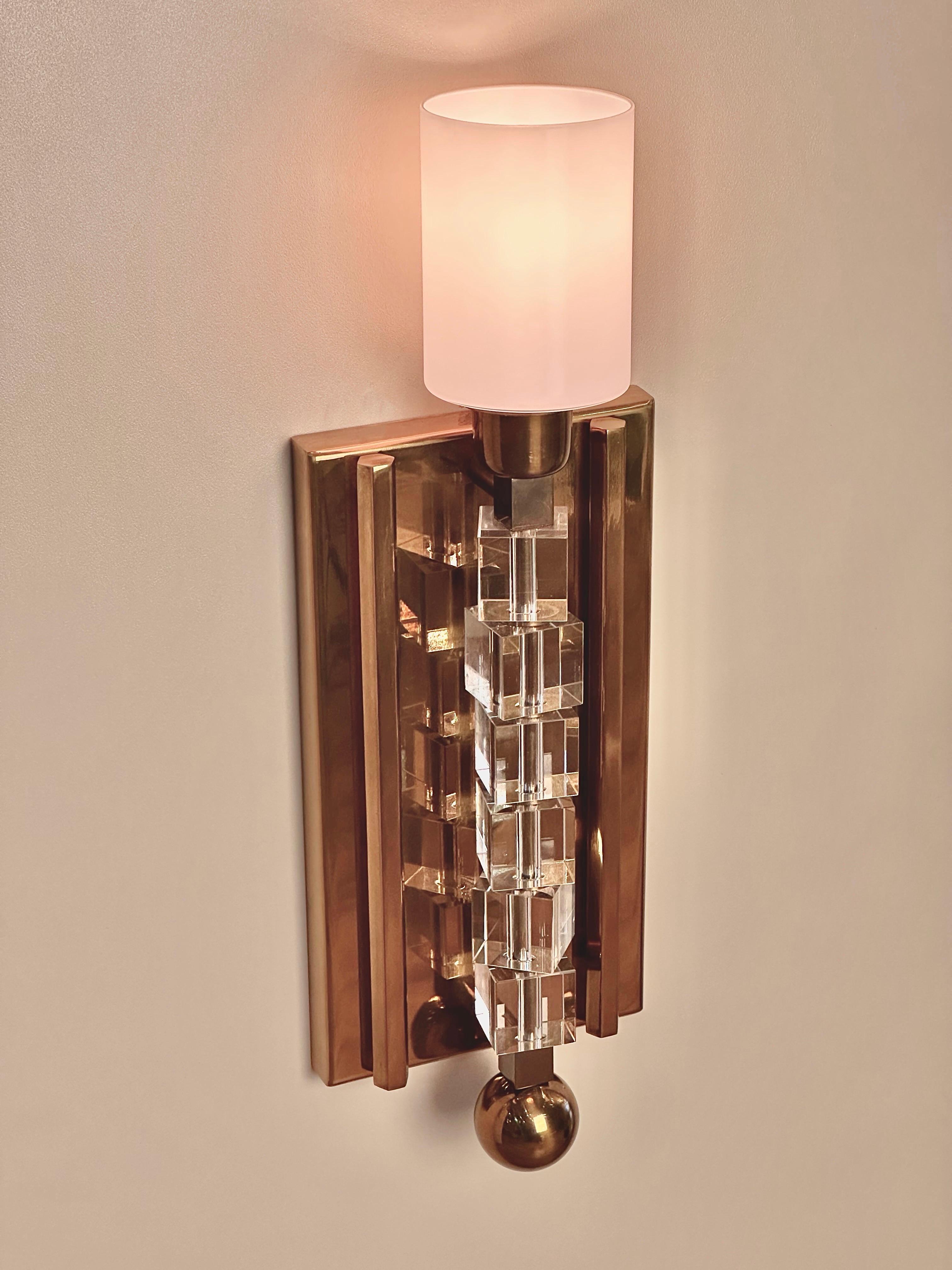 Welded Tortona Brass Lampshade Wall Sconce Mid-Century Modern Lighting For Sale