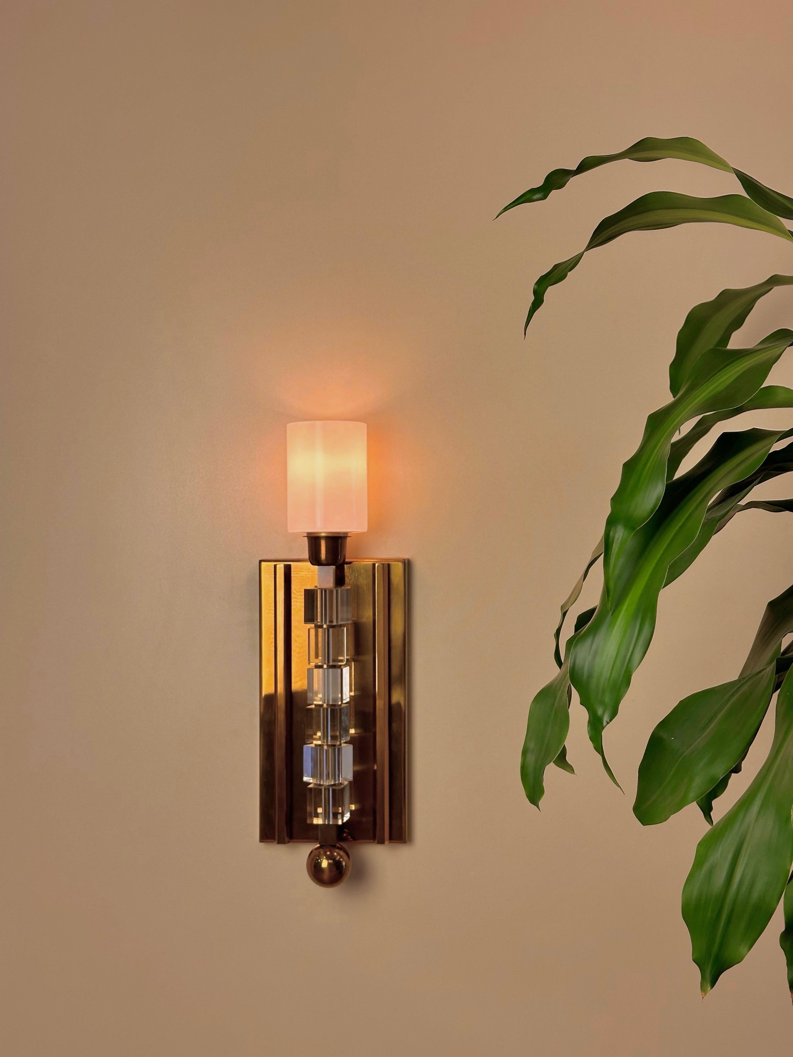 Tortona Brass Lampshade Wall Sconce Mid-Century Modern Lighting For Sale 1
