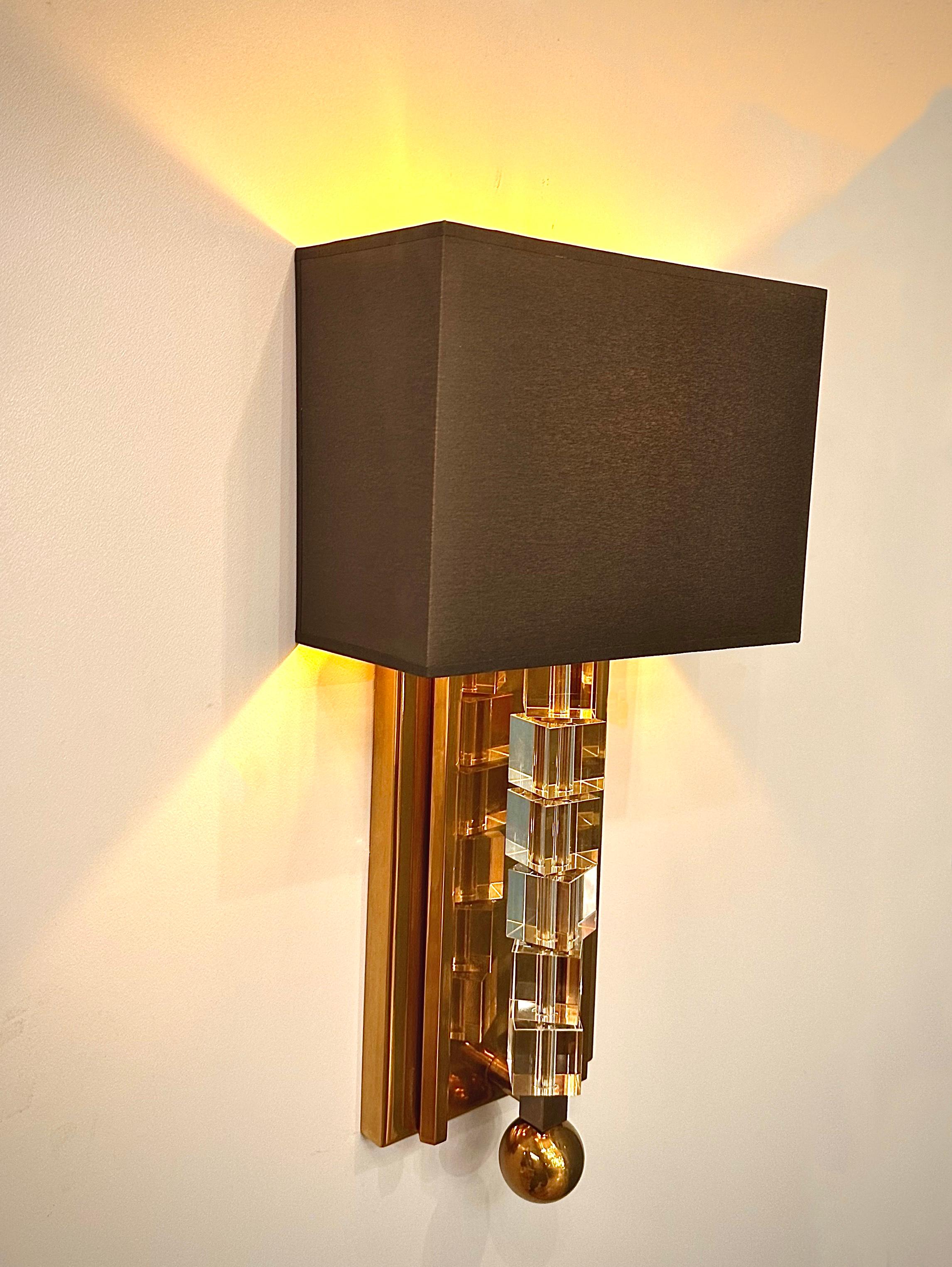 Tortona Brass Lampshade Wall Sconce Mid-Century Modern Lighting For Sale 2