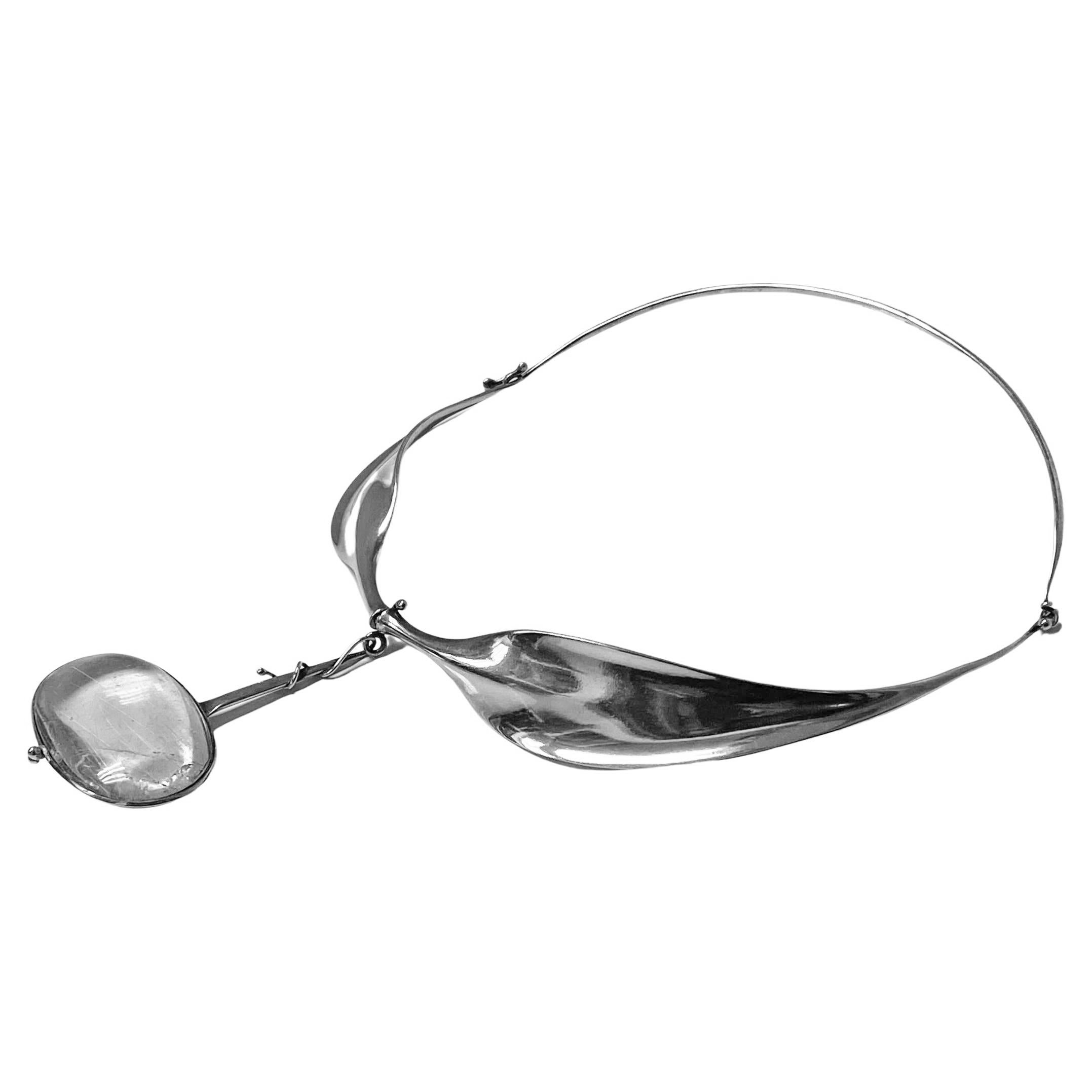Torun Bulow Hube for George Jensen Sterling Quartz Necklace, C. 1975 In Good Condition In Toronto, Ontario