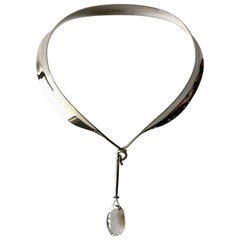 Torun Georg Jensen Bague de cou d'amour en argent sterling Pendentif en cristal et diamant