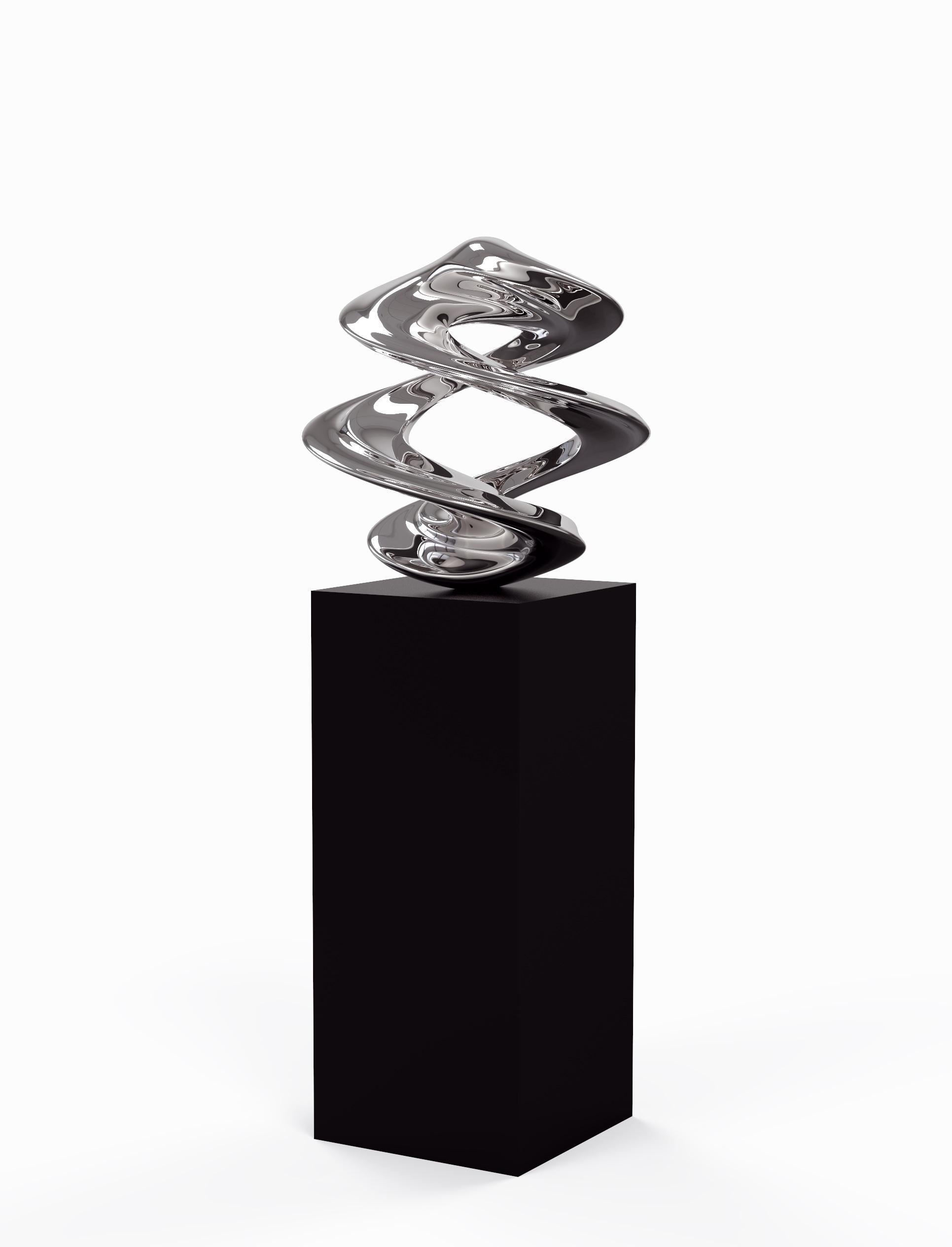Resina Scultura astratta in acciaio inox lucidato Torus Spiralis in vendita