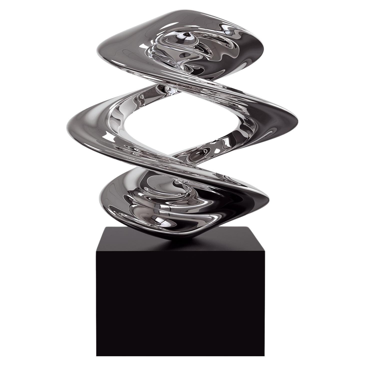 Scultura astratta in acciaio inox lucidato Torus Spiralis