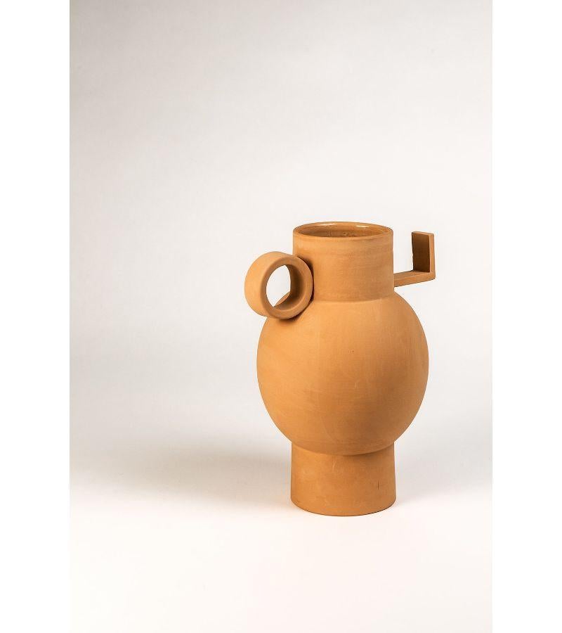 French Torus Terracotta Vase by Lea Ginac For Sale