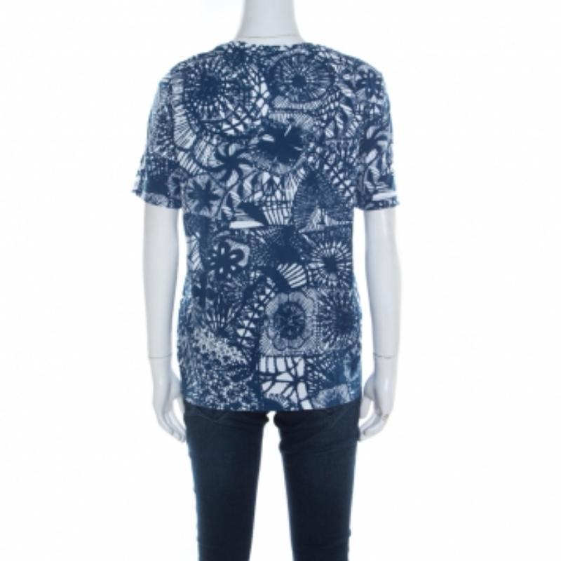 De las mujeres Camiseta de algodón pima con estampado de atrapasueños azul mar Báltico M de Tory Burch en venta