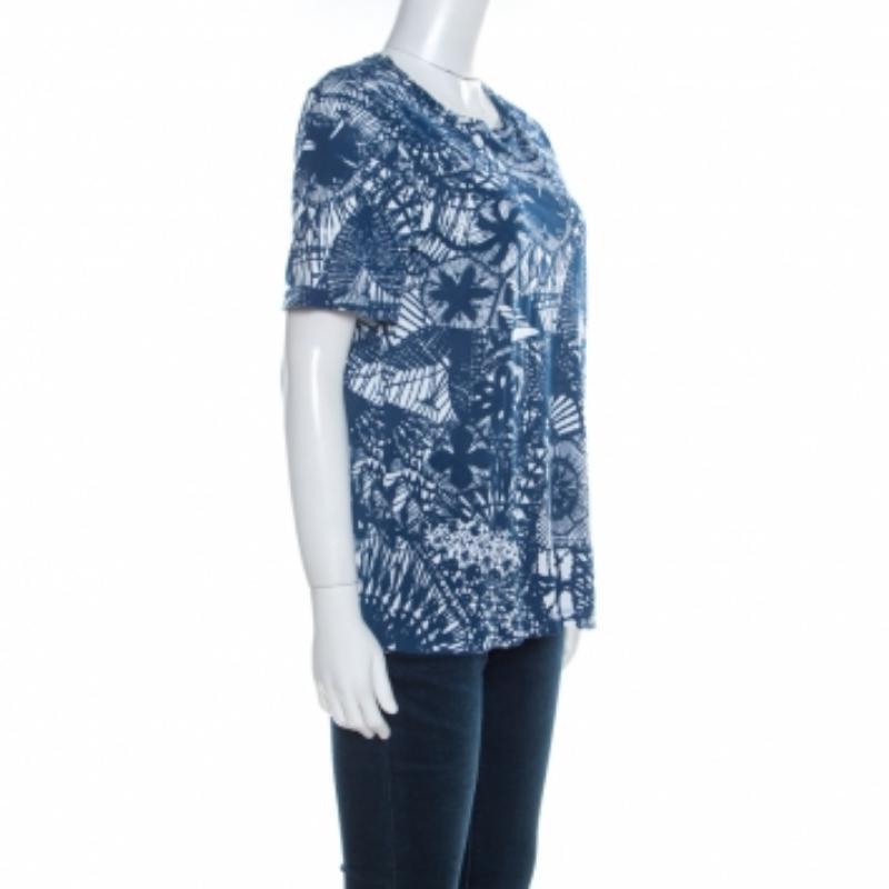 Camiseta de algodón pima con estampado de atrapasueños azul mar Báltico M de Tory Burch en venta 1