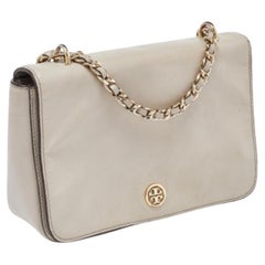 Tory Burch Borsa a tracolla con patta in pelle beige