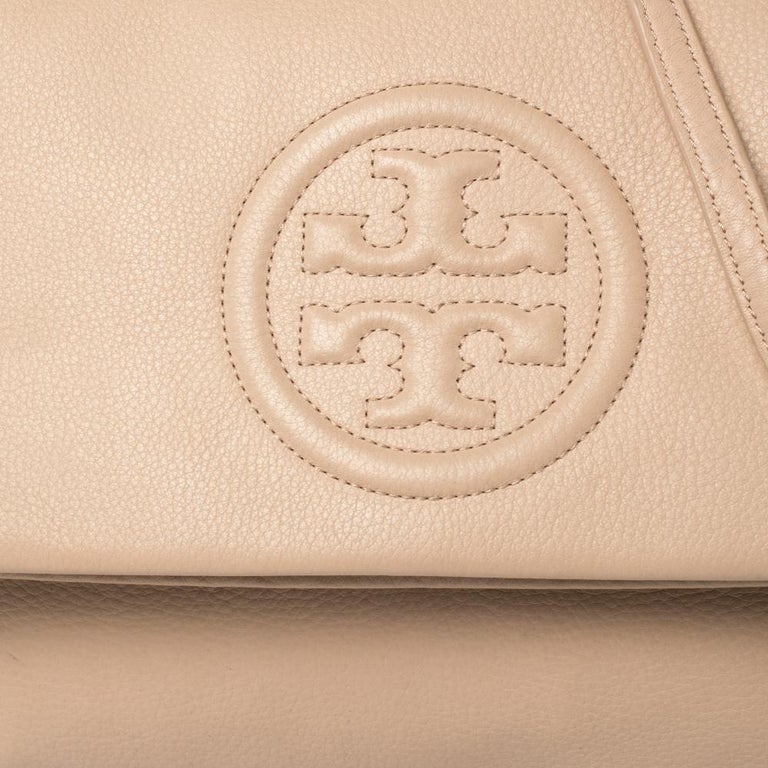 Tory Burch Beige Leather Foldover Shoulder Bag at 1stDibs