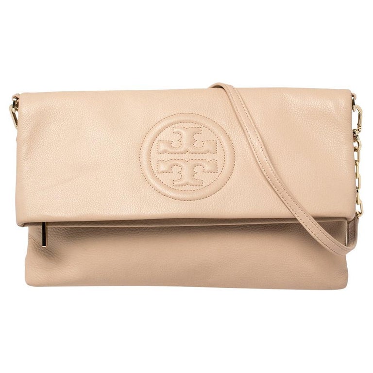 Tory Burch Beige Leather Foldover Shoulder Bag at 1stDibs