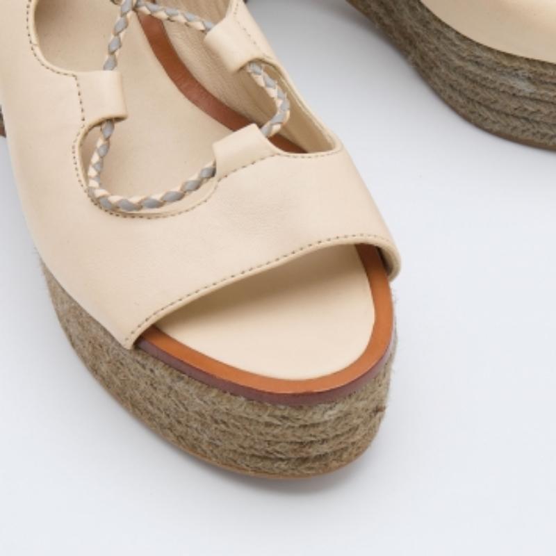 Tory Burch escarpins enveloppants Positano à talons compensés en cuir beige taille 39 Pour femmes en vente