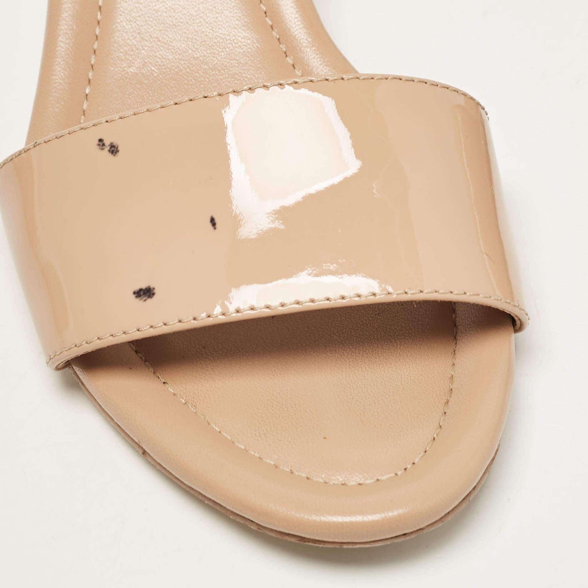 Tory Burch Beige Patent Leather Finley Sandals Size 39 3