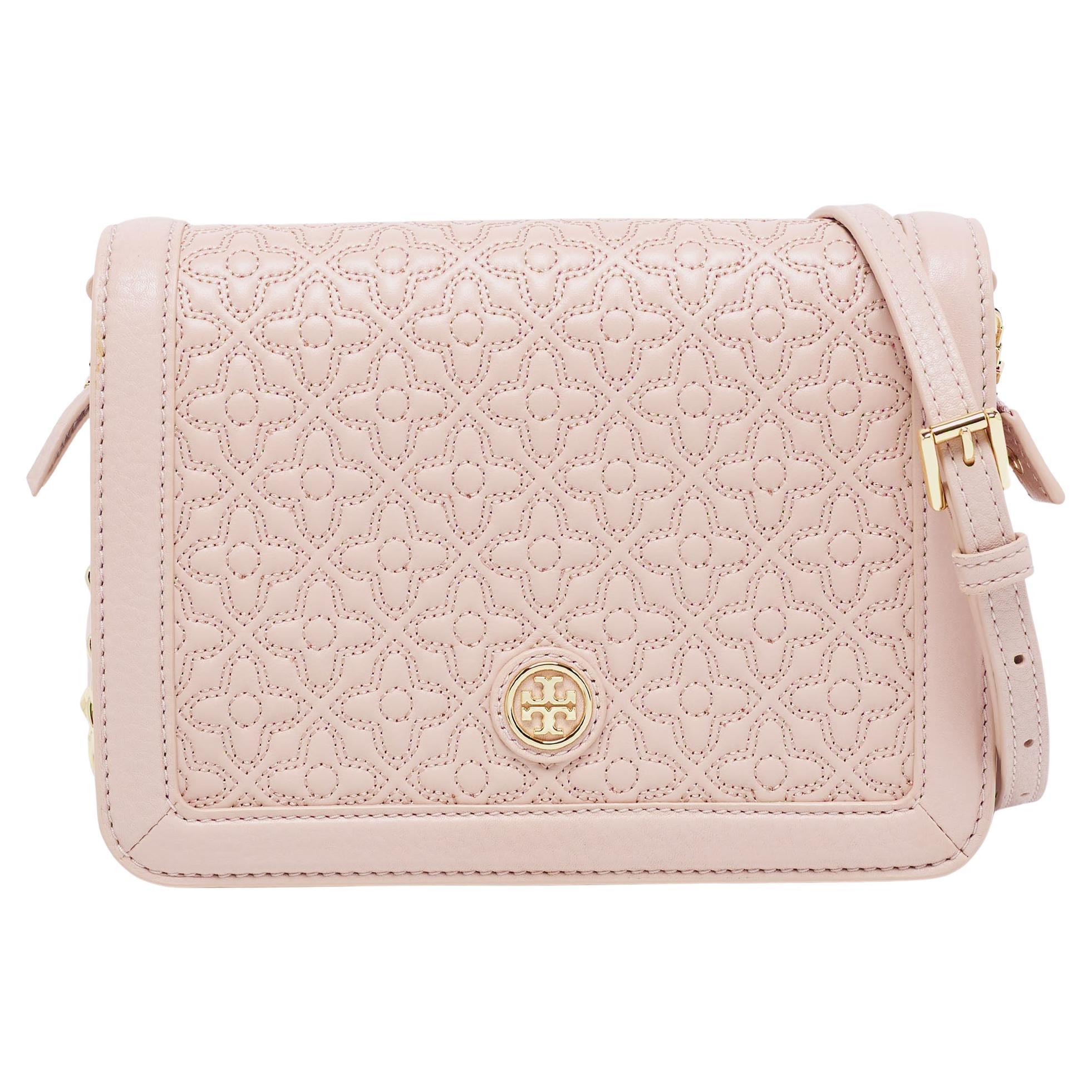 Tory Burch Beige Quilted Leather Bryant Crossbody Bag at 1stDibs